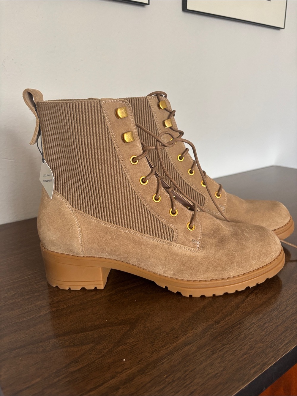 Cole Haan Tan Camea Waterproof Boots Sz 10.5